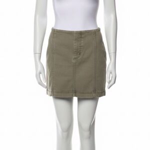 Free people green denim mini skirt